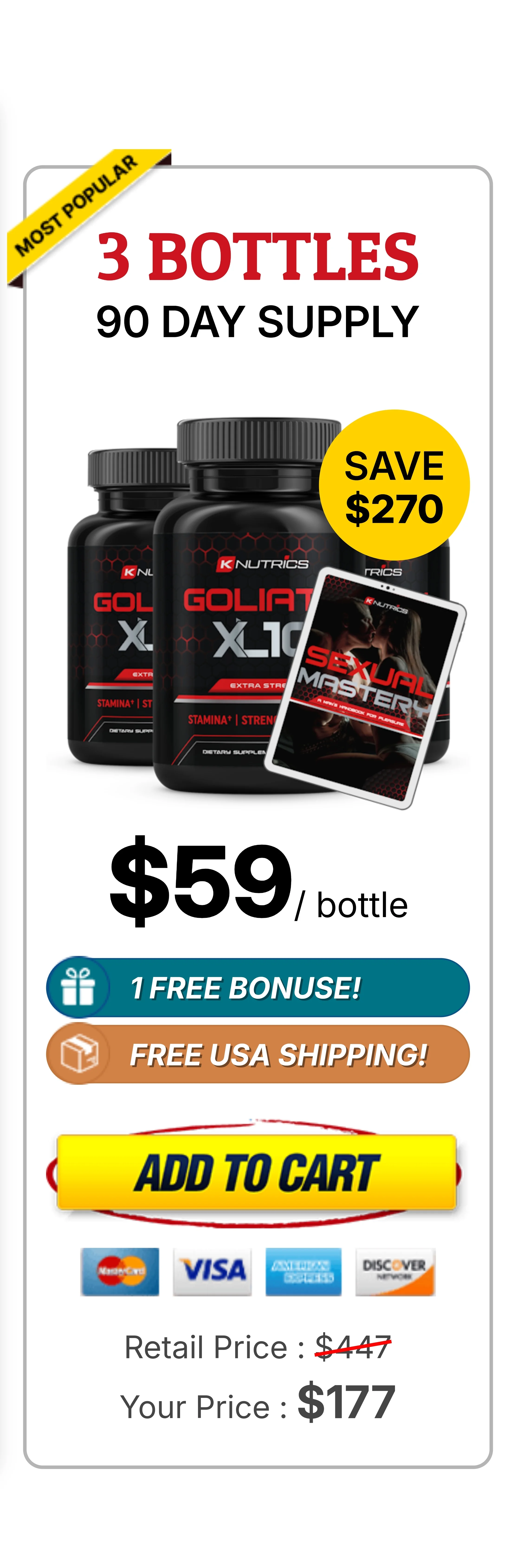 Goliath XL 10™ 3 bottles pricing